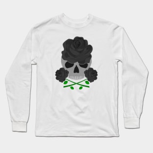 Black Rose Skull Long Sleeve T-Shirt